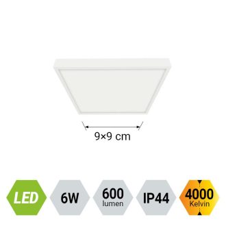   Emithor 27015 Lenys 9x9x2,5cm, 600lm, 4000K, IP44 mennyezeti lámpa