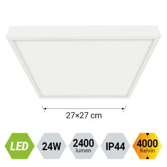  Emithor 27018 Lenys 27x27x3cm, 2400lm, 4000K, IP44 mennyezeti lámpa