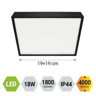   Emithor 27025 Lenys 19x19x2,5cm, 1800lm, 4000K, IP44 mennyezeti lámpa