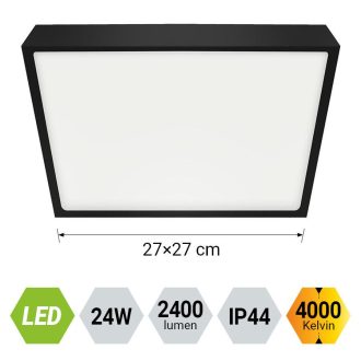   Emithor 27026 Lenys 27x27x3cm, 2400lm, 4000K, IP44 mennyezeti lámpa