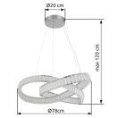 Globo 67162-110CCT Mucky K5 kristály, távirányítós, dimm, 9389lm, 2700-6500K függeszték