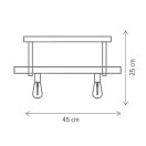 Klausen 102000 Hard 45x23x25cm, 2xE27 mennyezeti lámpa