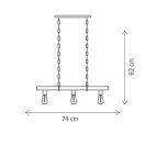 Klausen 103001 Hard 74x23x62cm, 3xE27 függesztett lámpa