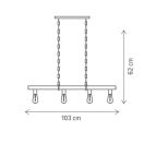 Klausen 104002 Hard 103x23x62cm, 4xE27 függesztett lámpa