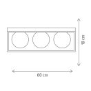 Klausen KL100056 Fence 60x21x18cm, 3xE27 mennyezeti lámpa