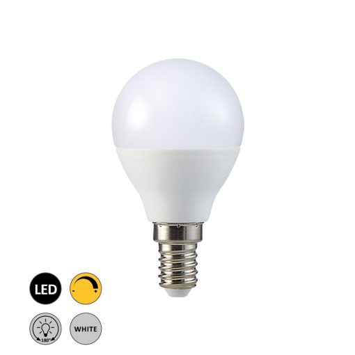 Rábalux fényerőszabályozható 5W 3000K 470Lumen Kisgömb izzó forma E14 LED fényforrás