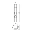 Redo 90615 Volt 50cm, 2 csatlakozó aljzat, 895lm, 3000K, IP54 kültéri álló lámpa