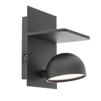   Smarter 01-3492 Seibi 537lm, 3000K, kapcsolós, polcos, USB aljzatos, állítható fejű fali lámpa