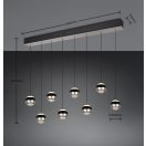 Trio 344410807 Orbit 155x80-200cm, lehúzható, fényerőszabályzós, 2300/3000/4000K 8x960lm függesztett lámpa