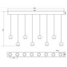 Trio 344410807 Orbit 155x80-200cm, lehúzható, fényerőszabályzós, 2300/3000/4000K 8x960lm függesztett lámpa
